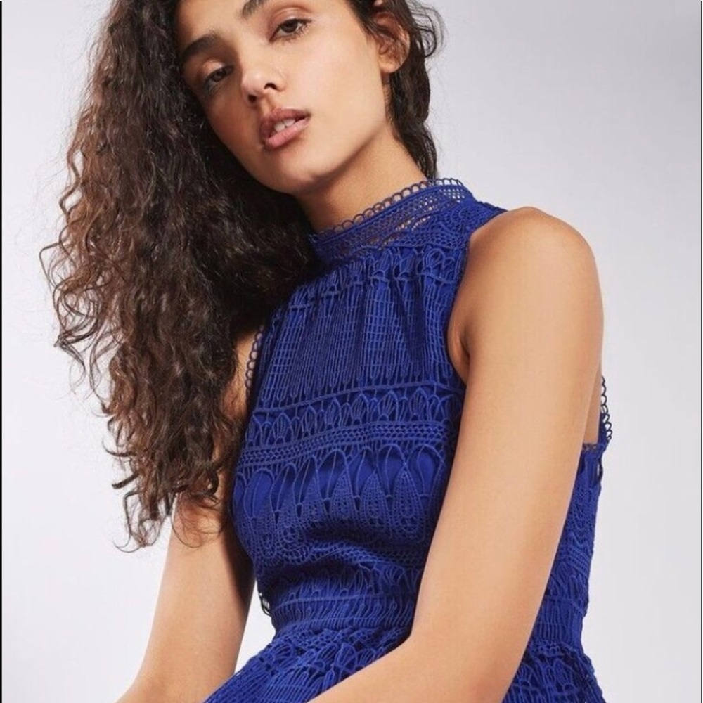 Topshop Ruffle Lace Midi Dress NEW